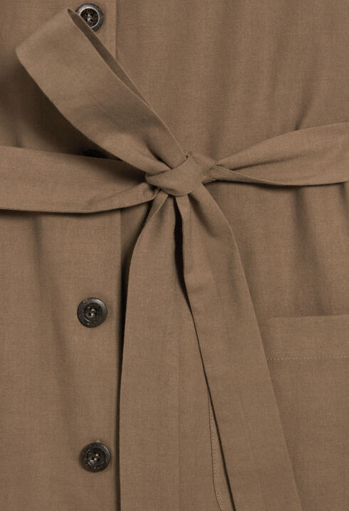 Robe courte boutonnée marron