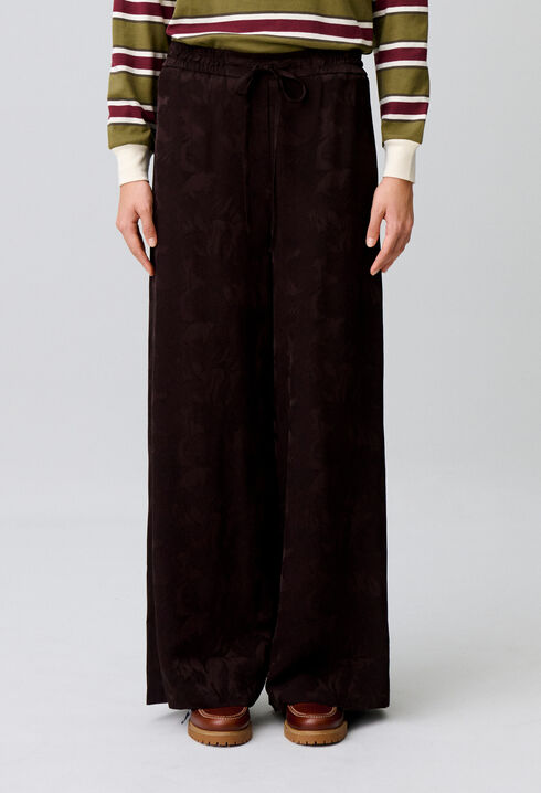 Pantalon large jacquard floral