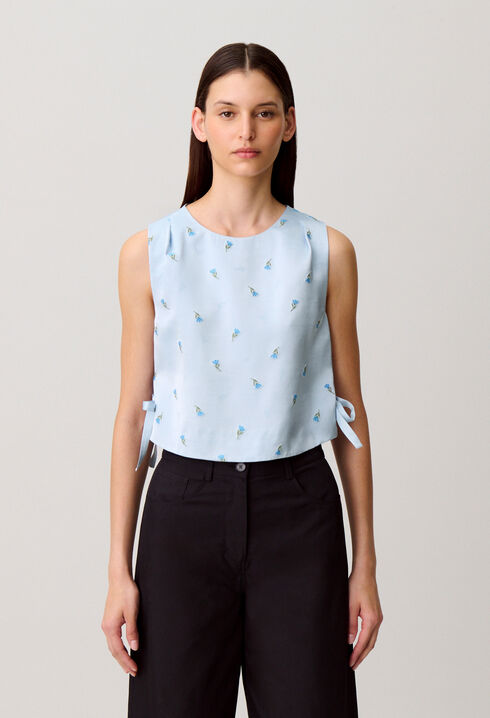 Top satin brod&eacute;