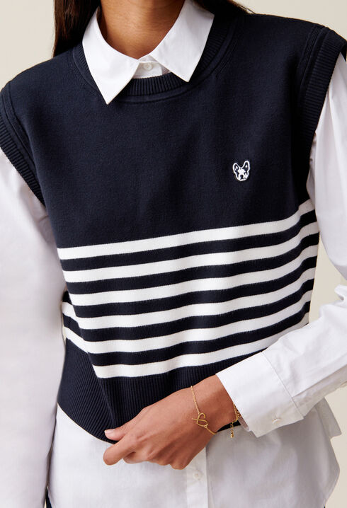 Pull Jean Toto ray&eacute; sans manches