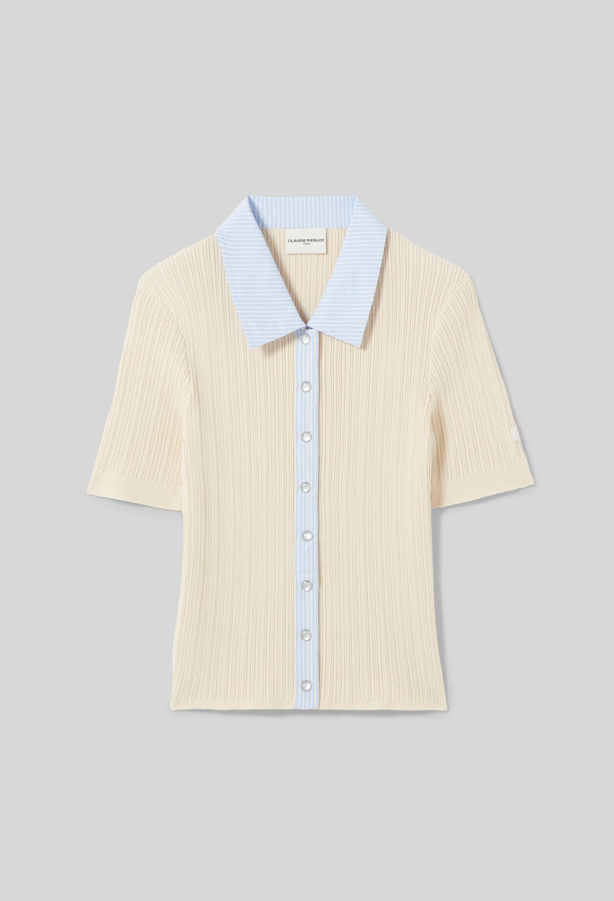 Cardigan bi mati&egrave;res ray&eacute;