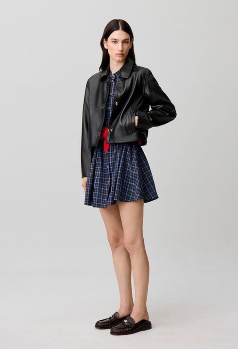 Veste courte cuir noir