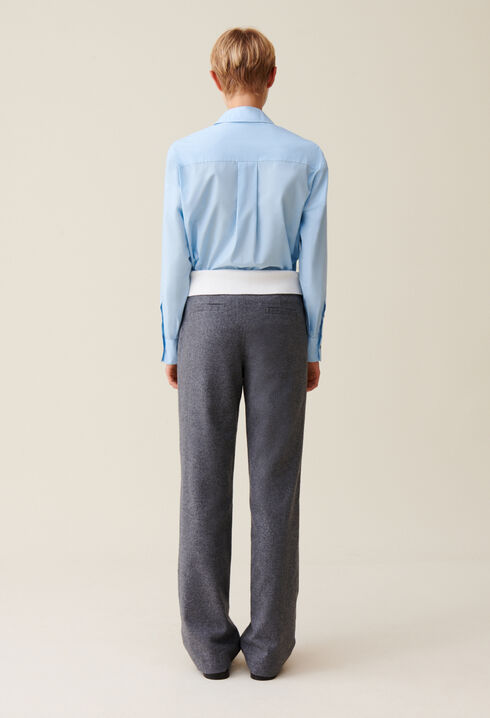 Pantalon droit ceinture contrastée