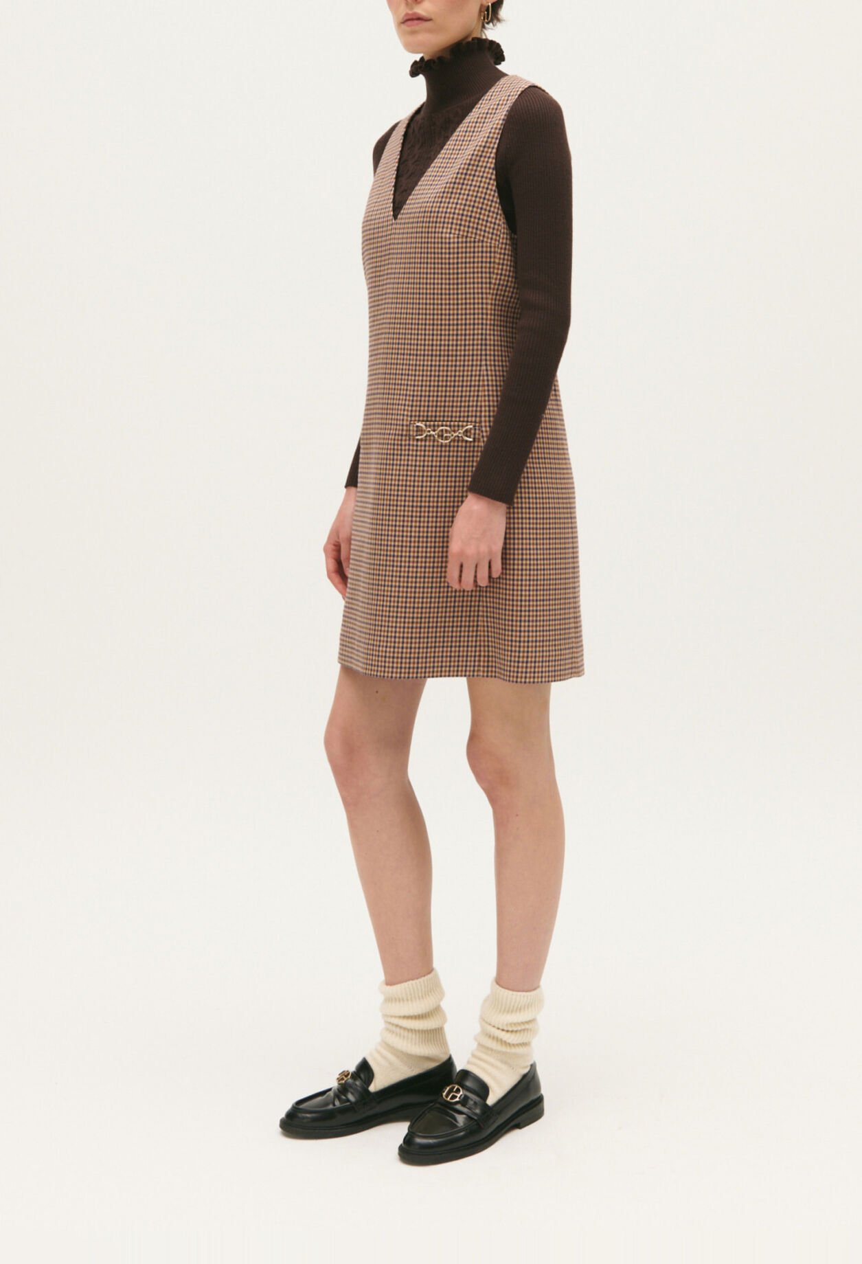 Robe courte imprimée camel