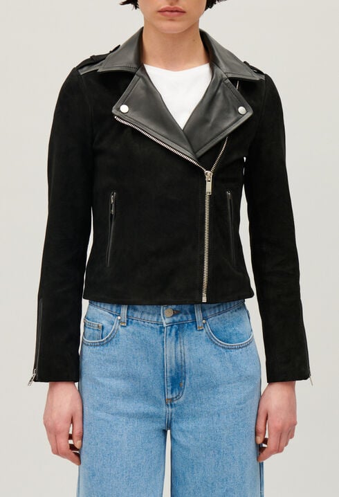 Veste en cuir noir