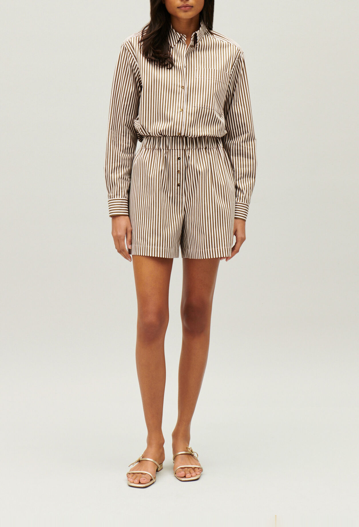 Short rayures bronze
