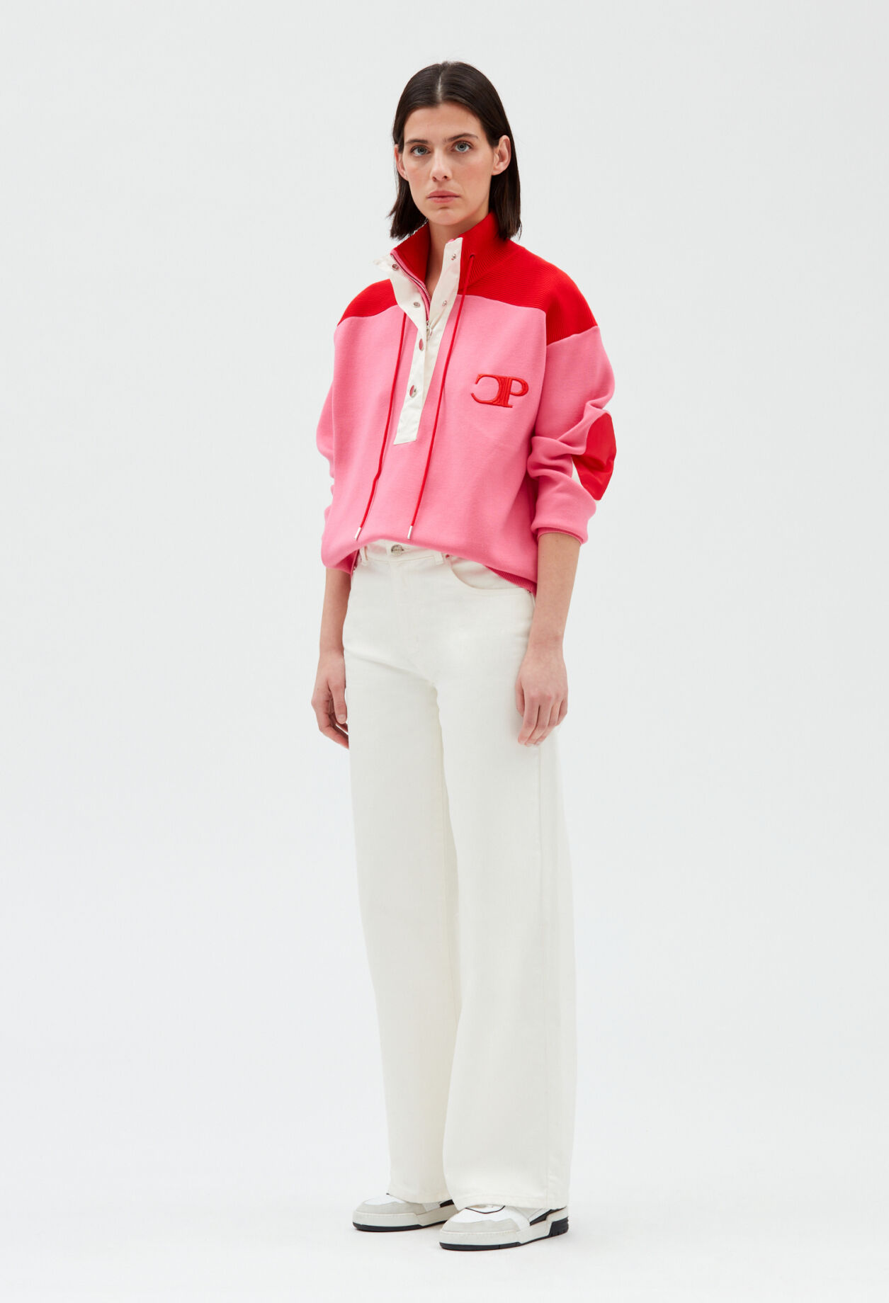 Sweatshirt à col montant boutonné