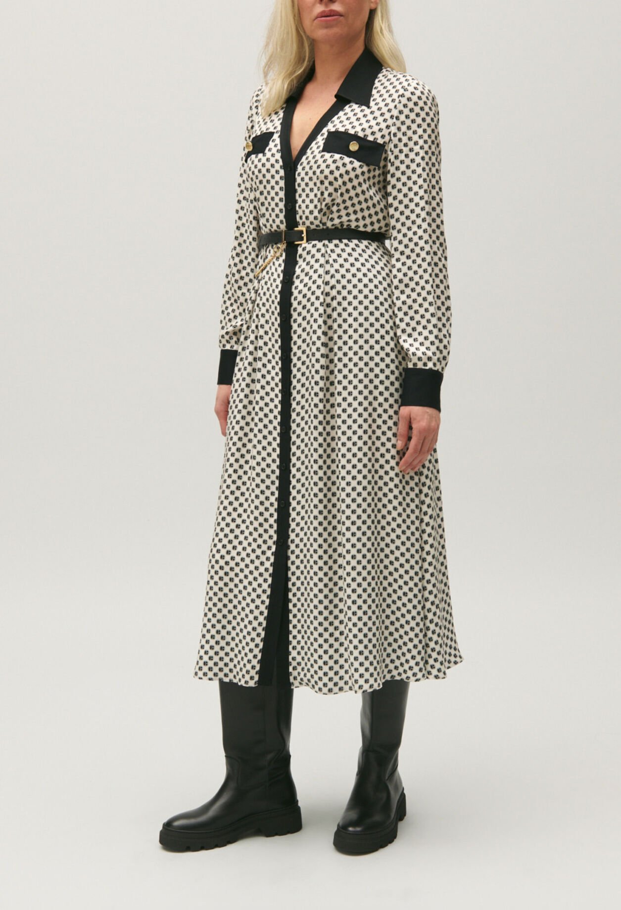 Robe longue imprimé CP noir et blanc