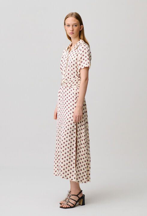 Robe satin imprim&eacute; fleuri