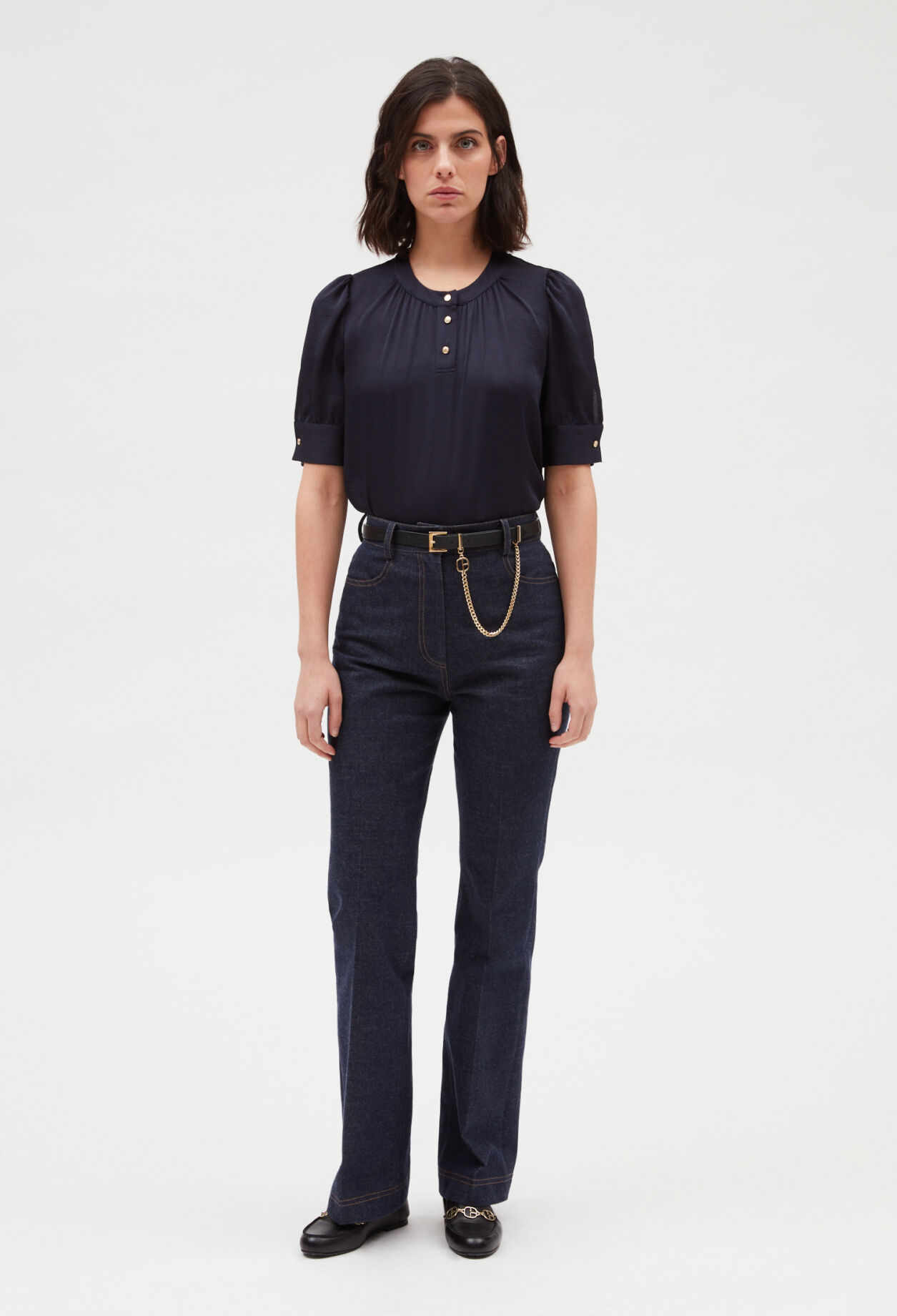 Blouse à manches courtes marine