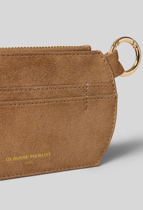 Porte carte su&egrave;de beige