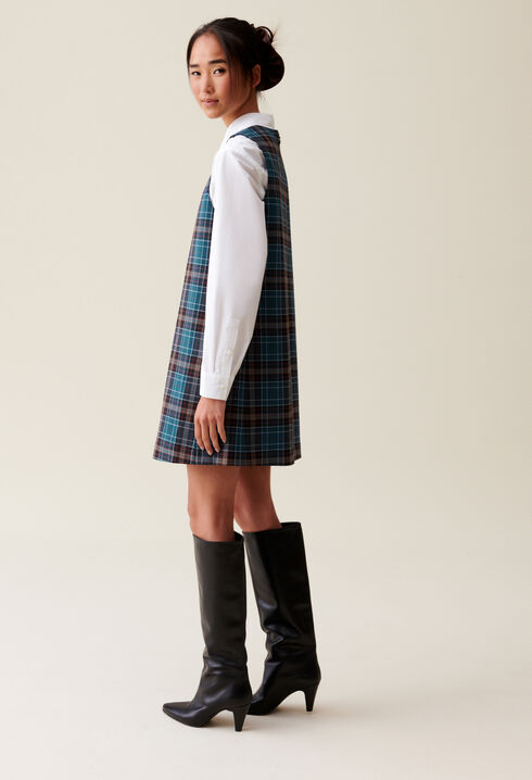 Robe courte sans manches carreaux