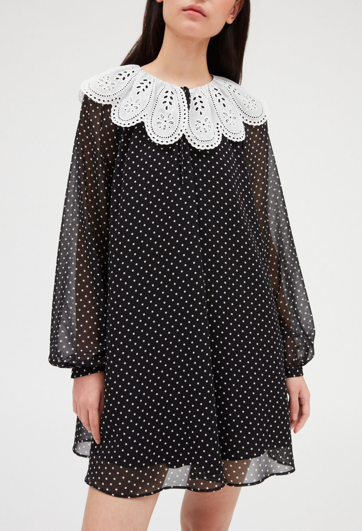 Robe courte Rifi large col imprimé pois