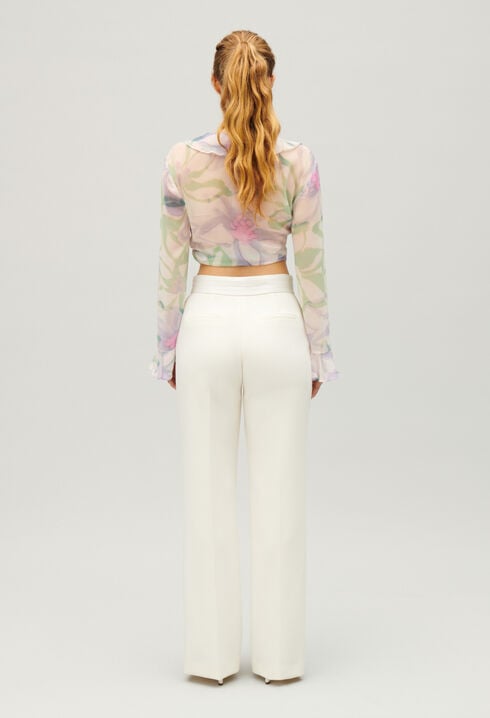Pantalon droit tailleur blanc