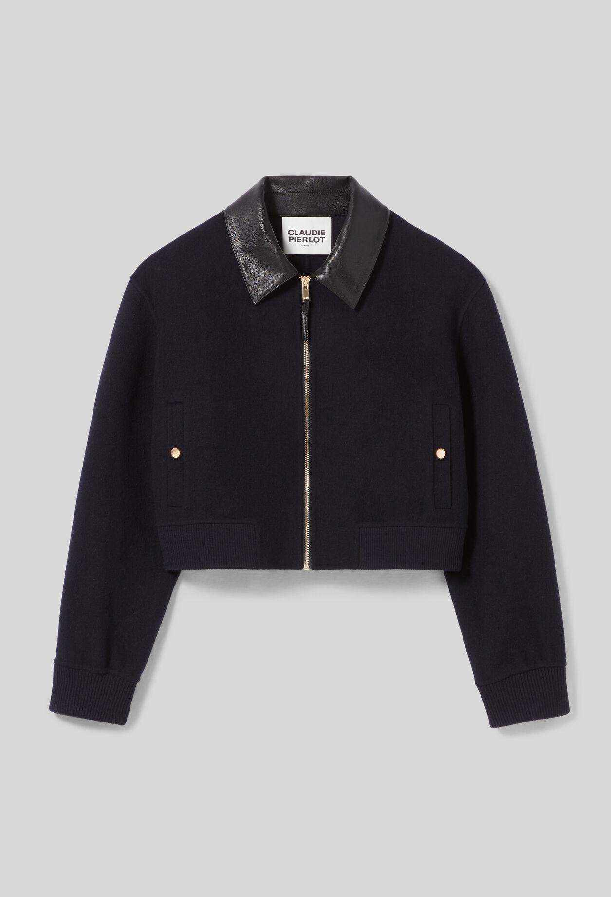 Blouson laine col similicuir