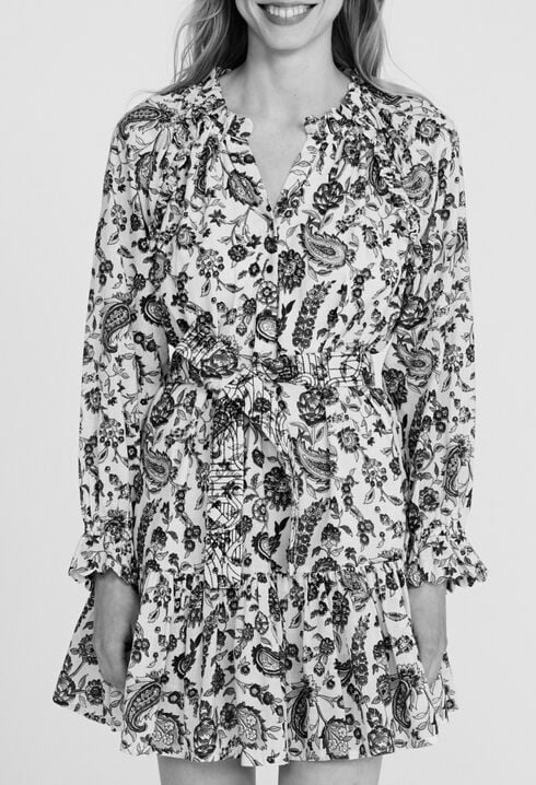 Robe ceinturée motif floral