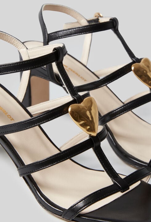 Sandales talons cuir coeur