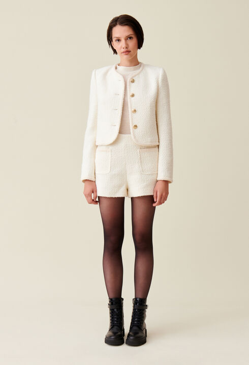 Veste courte tweed ivoire 