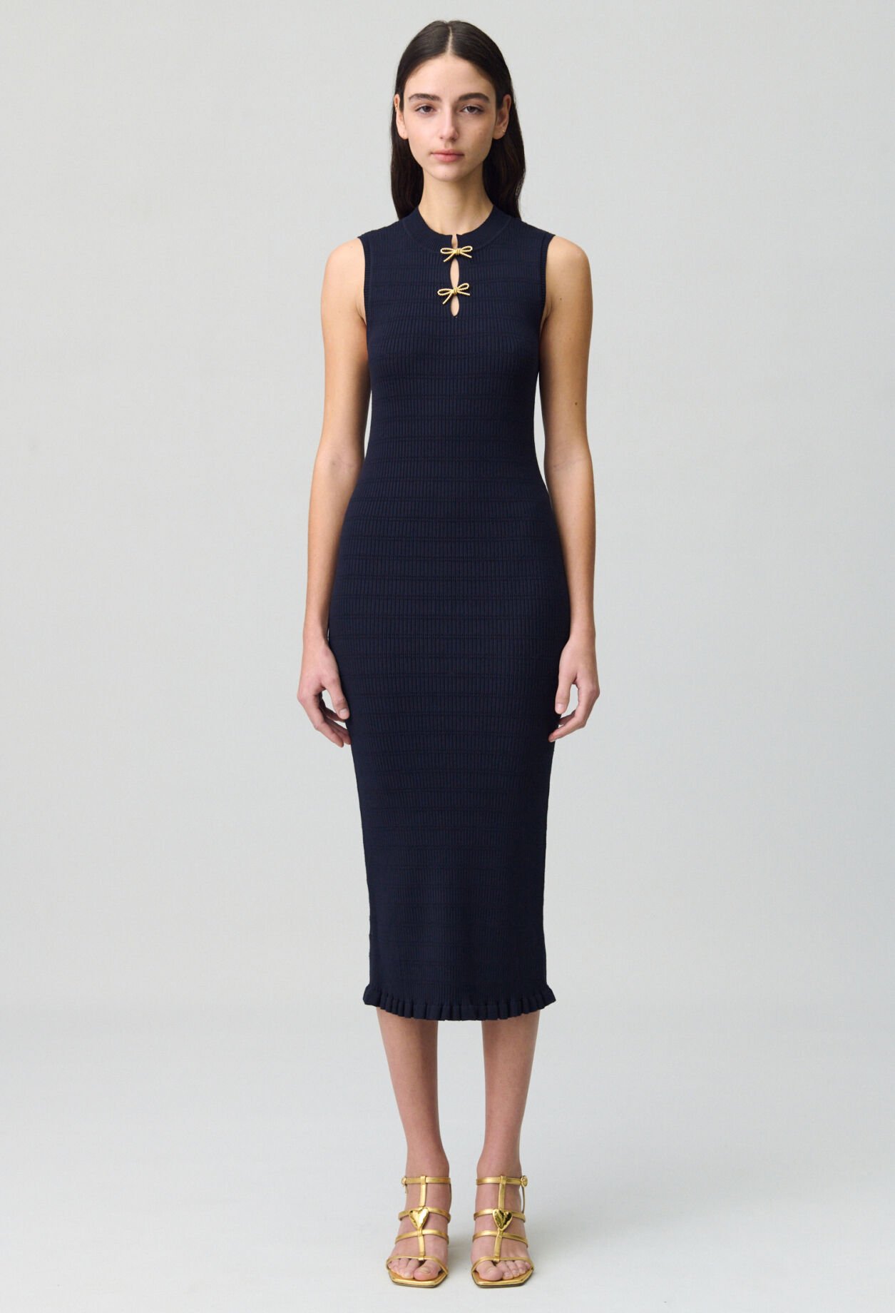 Robe longue maille fine noeuds