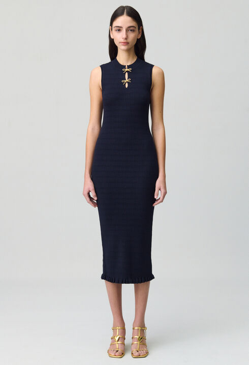 Robe longue maille fine noeuds