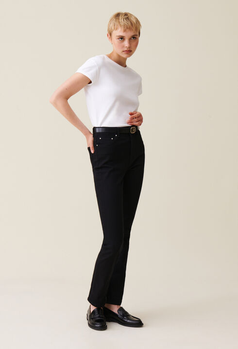 Jean slim noir taille mi-haute