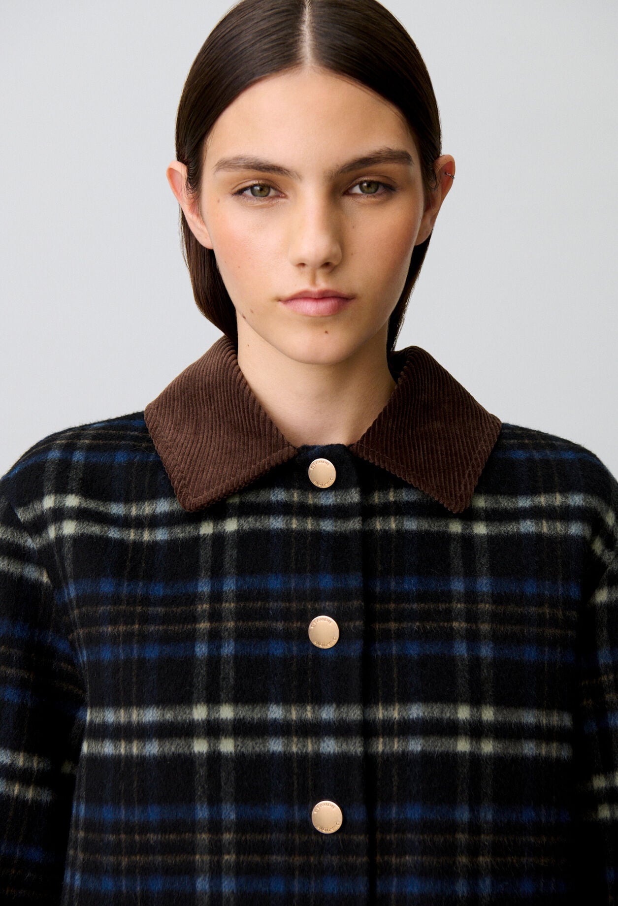 Manteau laine m&eacute;lang&eacute;e carreaux