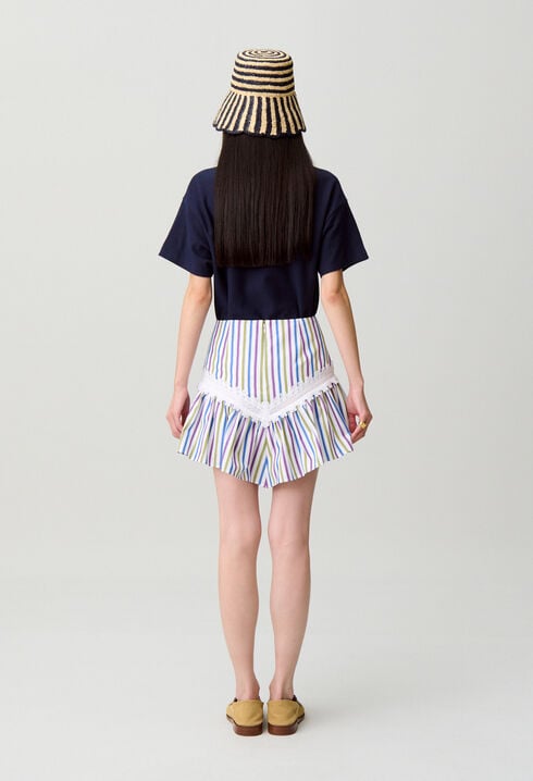 Jupe ray&eacute;e courte