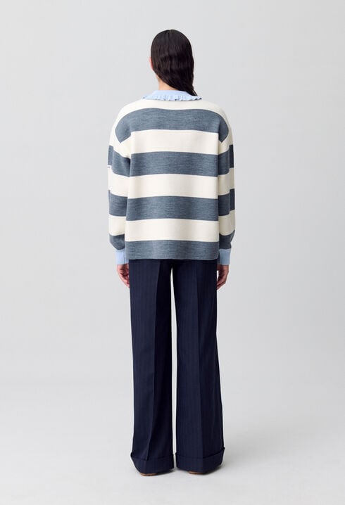 Pull polo large rayures