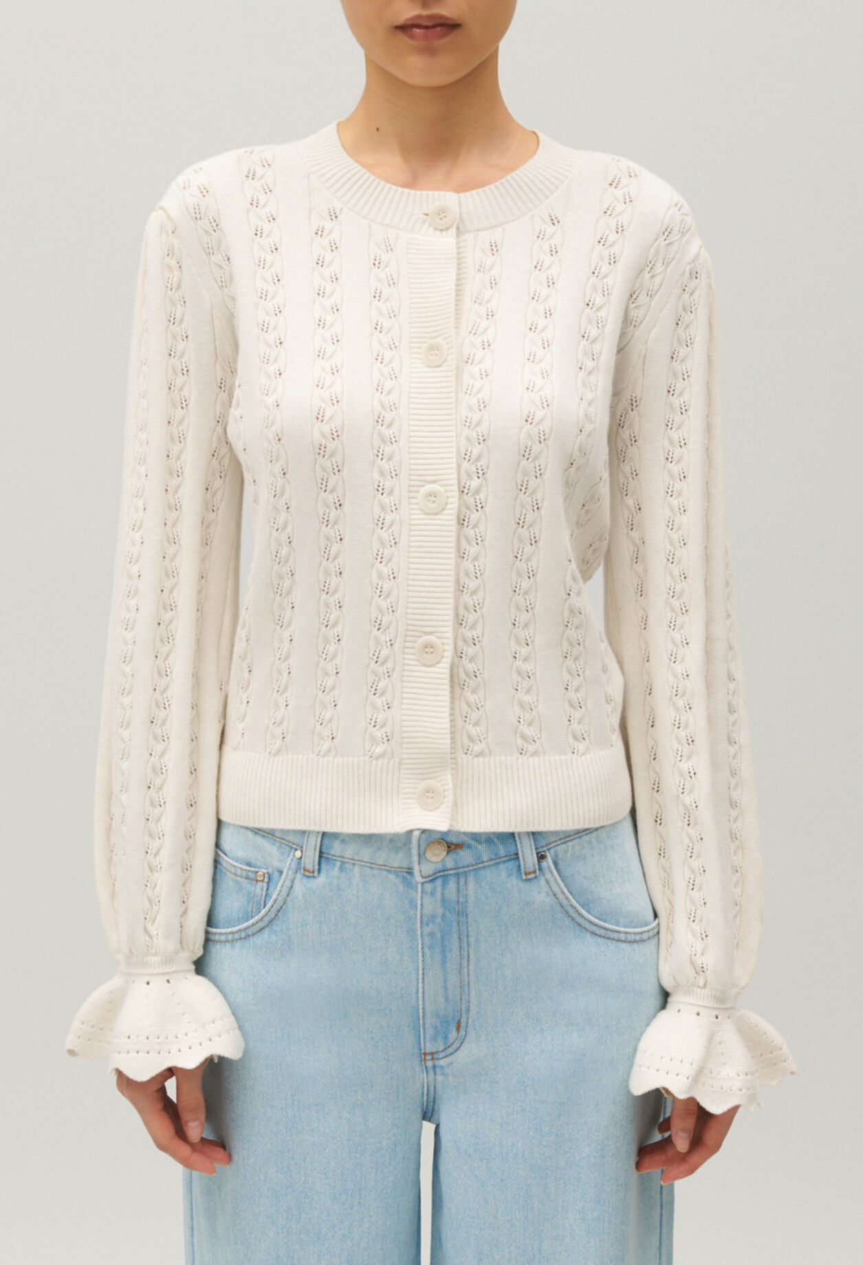 Cardigan maille écru
