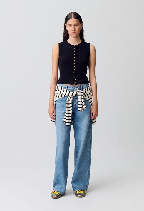 Top maille boutonné