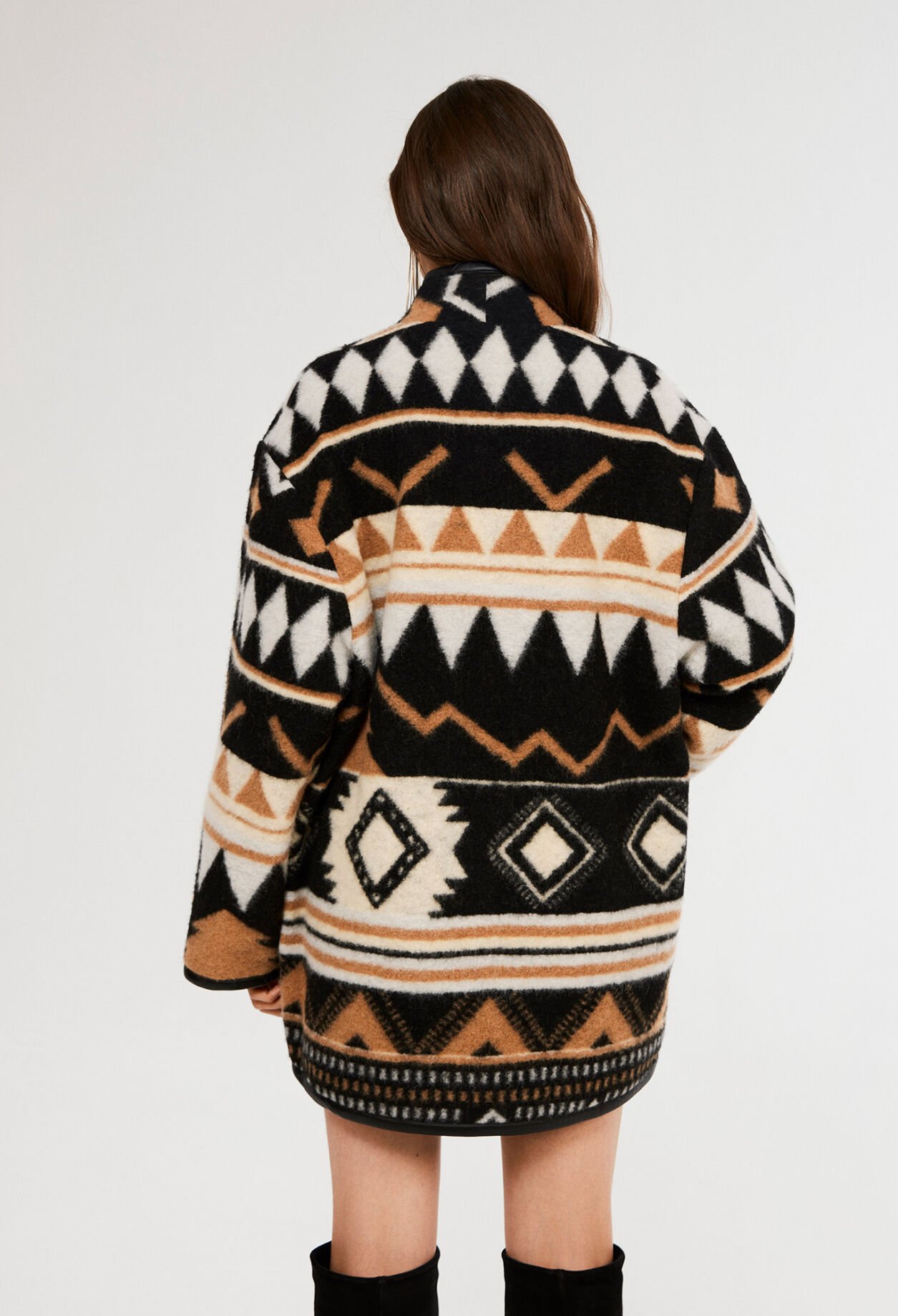 Manteau en laine à motifs