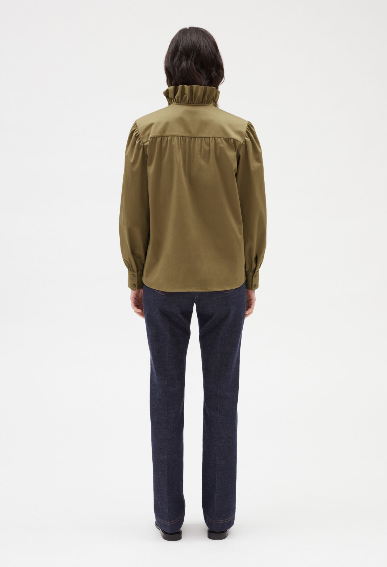Blouse volants kaki