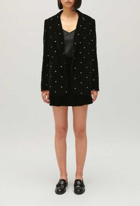 Veste tailleur velours bicolore