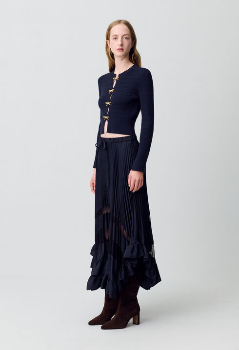 Jupe midi plissée et asymétrique