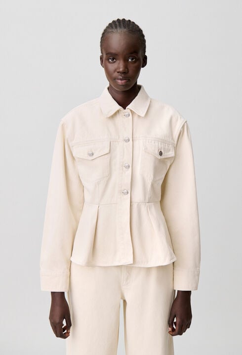 Blouson denim &eacute;cru manches longues