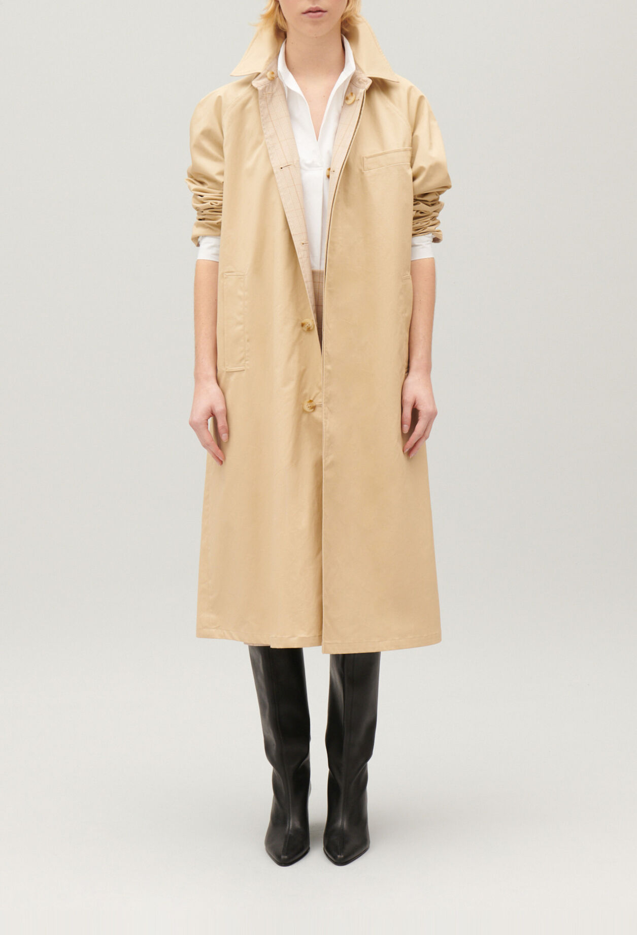 Manteau réversible mi-long beige