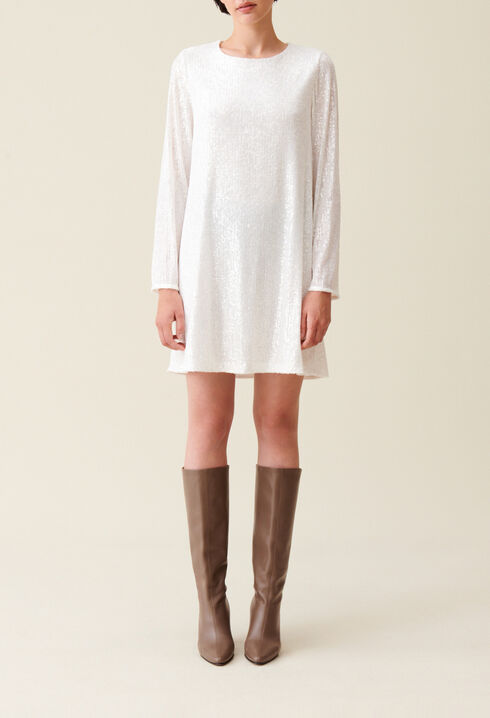 Robe courte Rififi sequins &eacute;crue