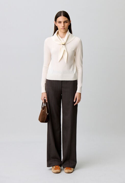 Pull maille foulard amovible