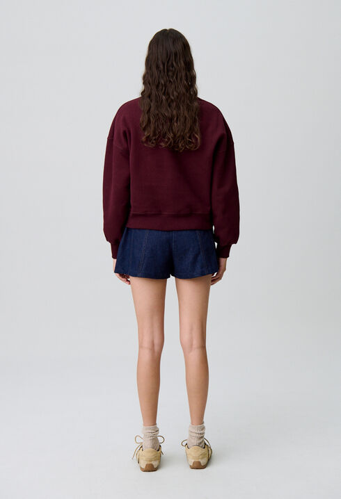 Sweat coton col victorien