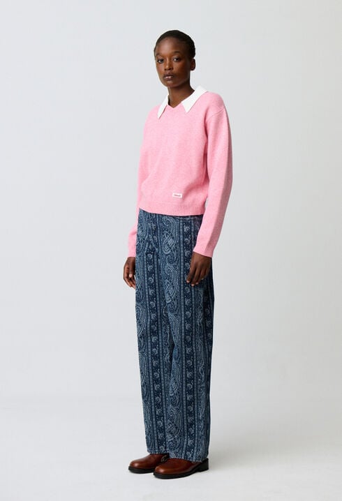 Pull maille col amovible