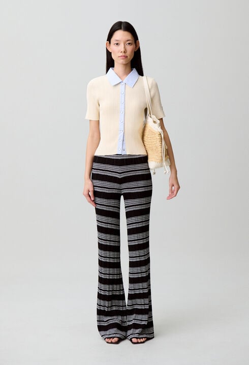 Cardigan bi mati&egrave;res ray&eacute;