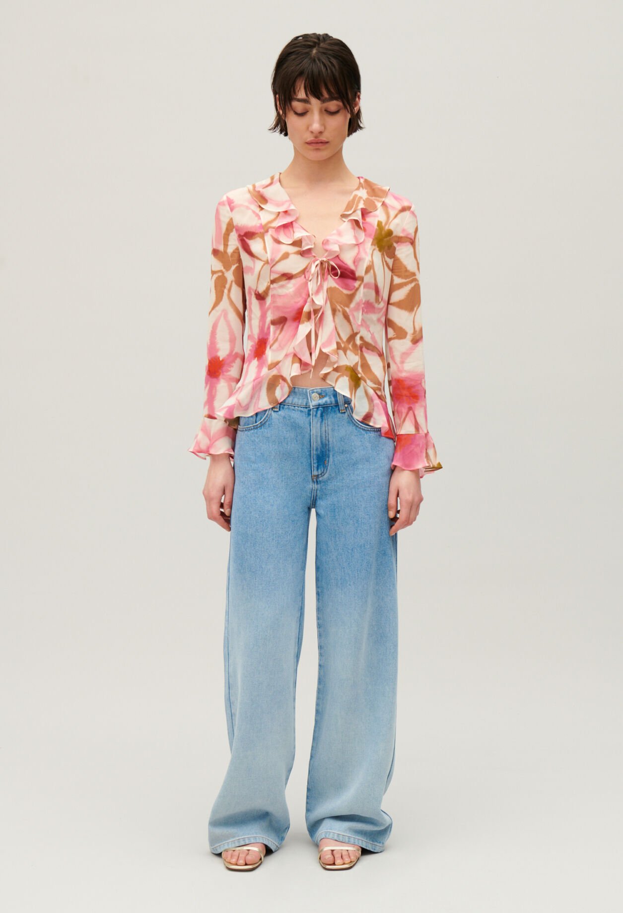 Chemisier soie imprim&eacute; aquarelle