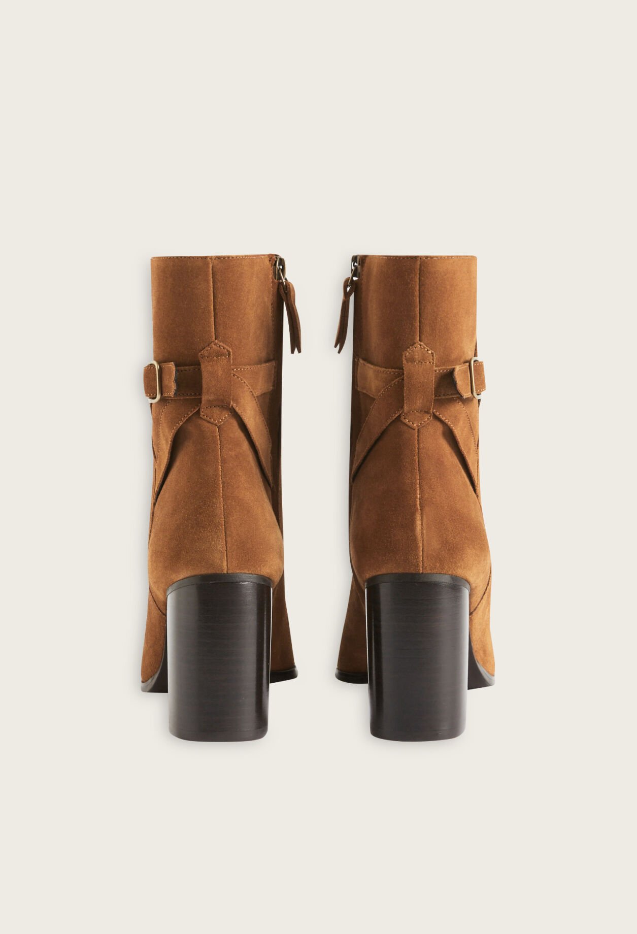 Bottines cuir suède caramel