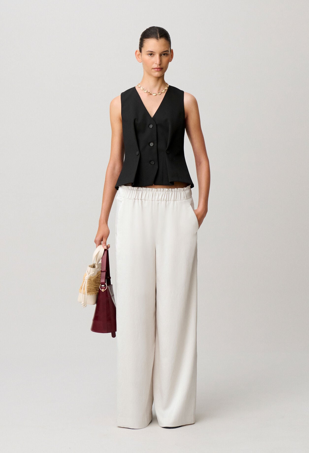 Pantalon fluide satin&eacute;