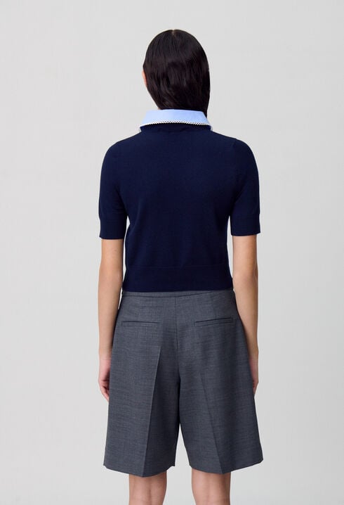 Top maille fine col