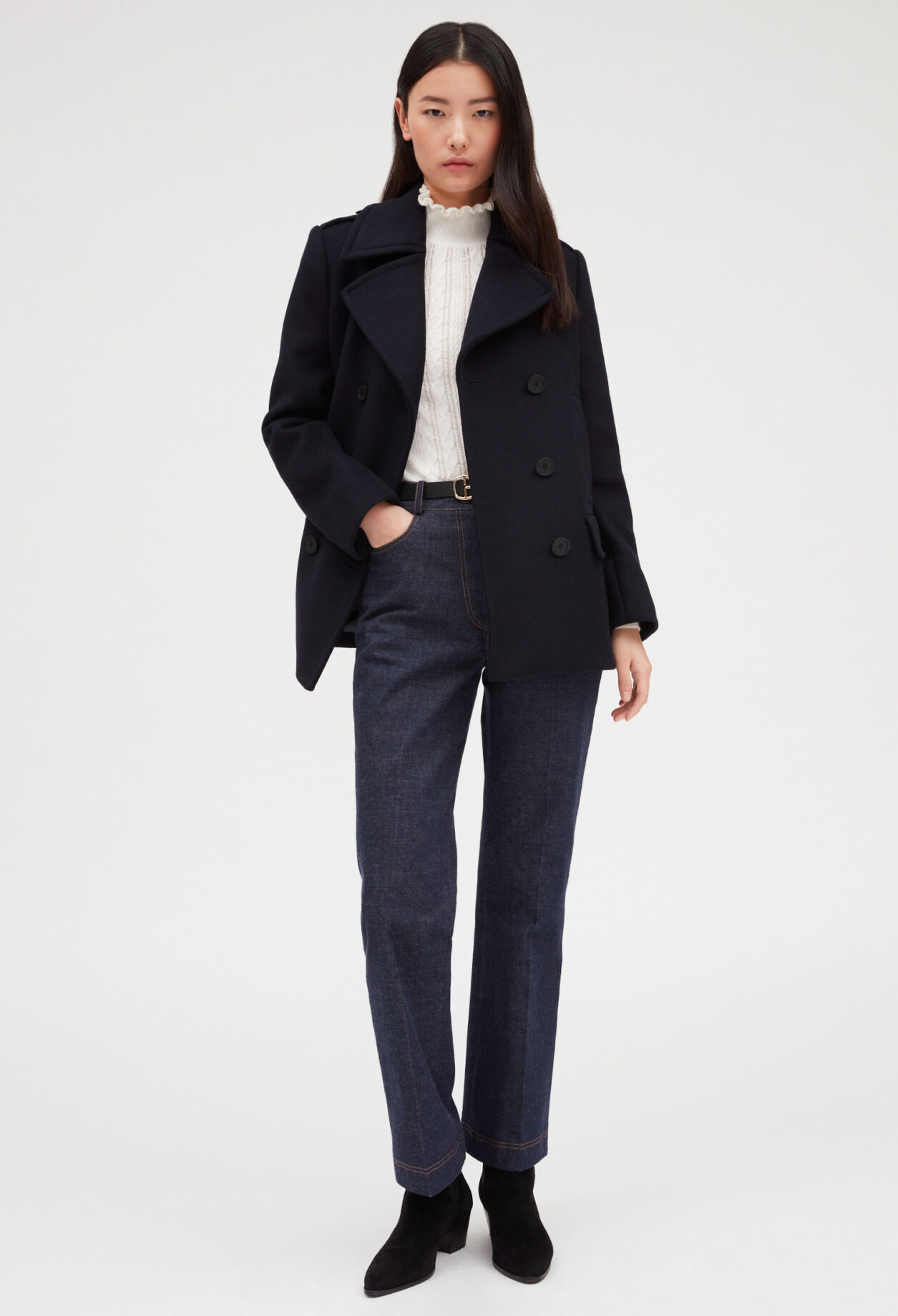 Caban marine en laine melangee pour femme Claudie Pierlot