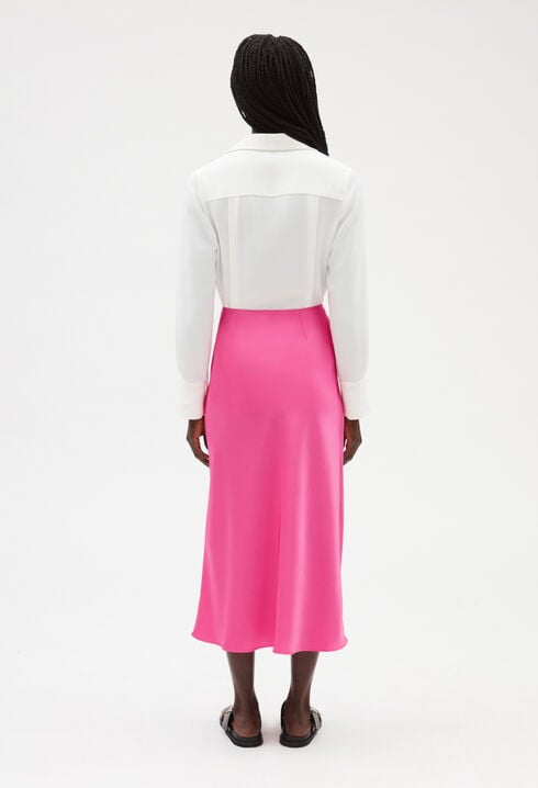 Jupe mi-longue nouée rose