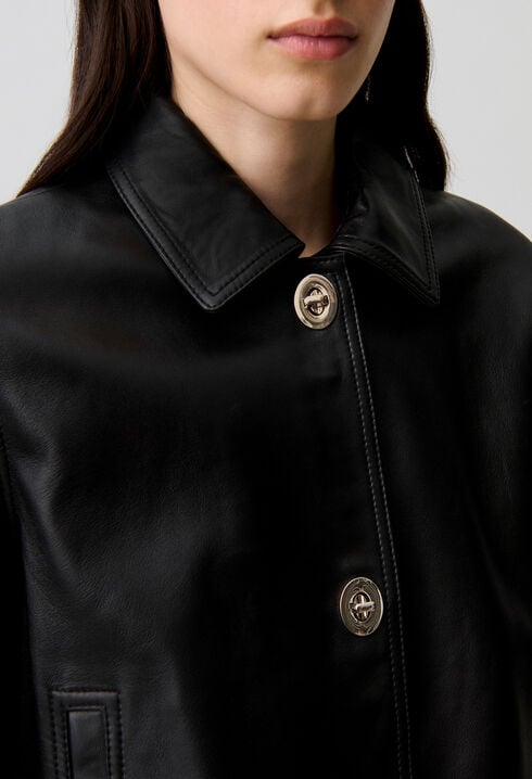 Veste courte cuir noir