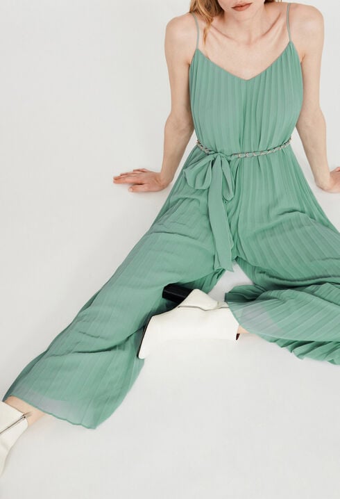 Combi-pantalon plissée à bretelles