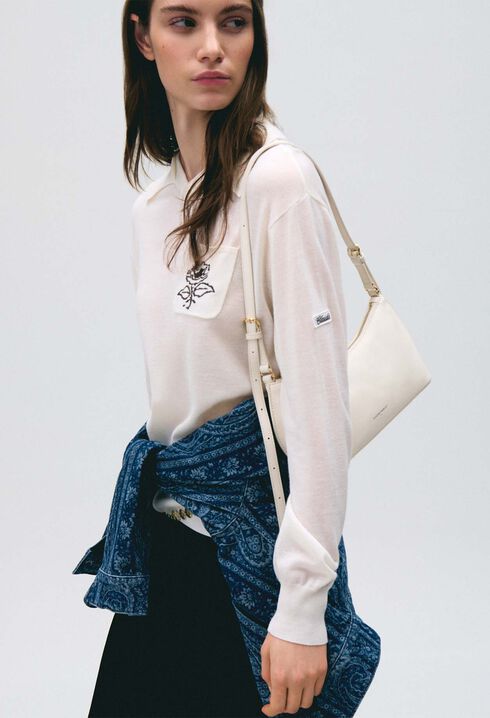 Pull maille fleur brod&eacute;e